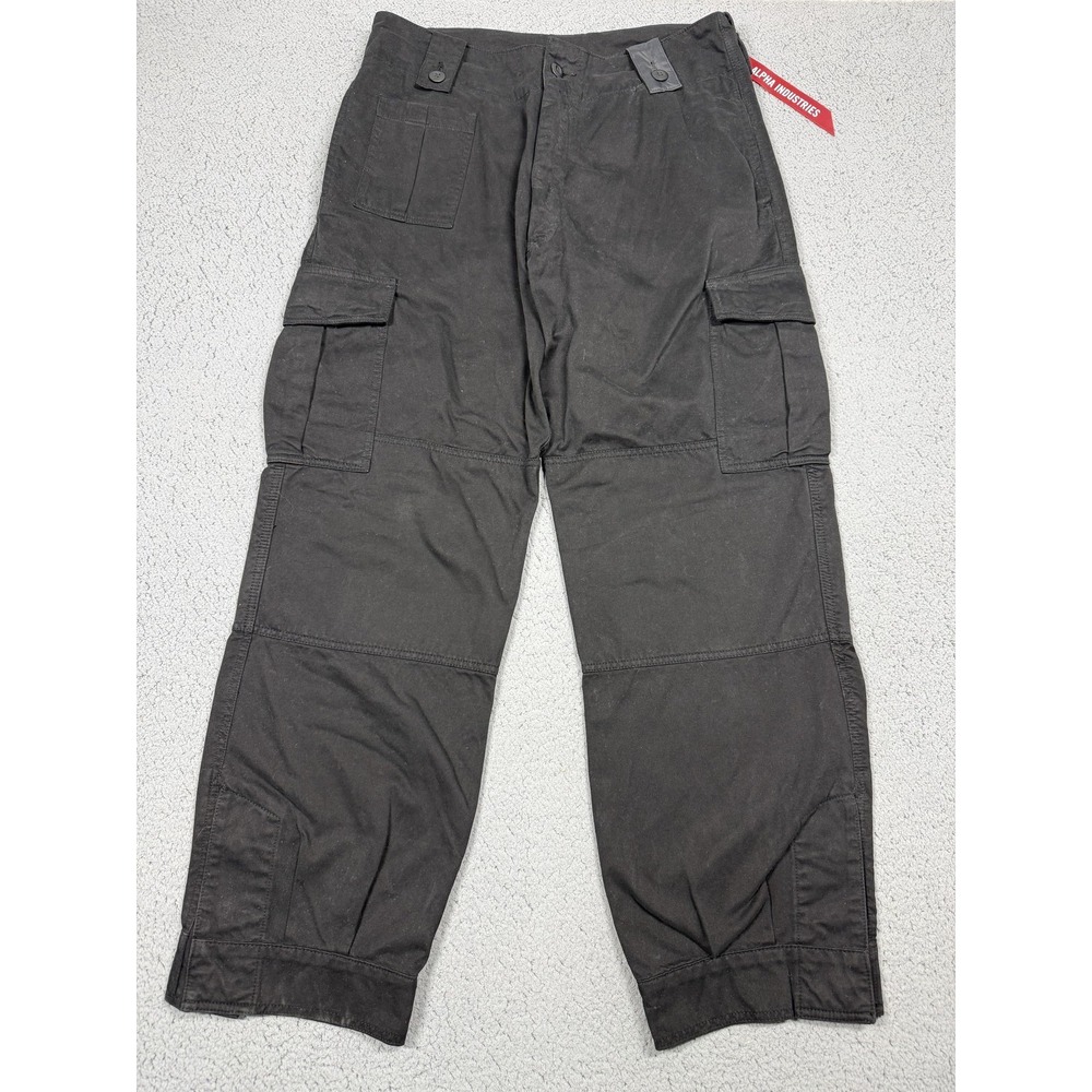 Alpha Industries Pants Mens 32x32 Black Cargo Canvas‎ Workwear Suspender Buttons